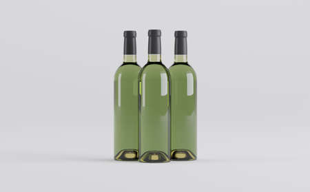 Wine Bottle Mockup 3D Illustrationの写真素材