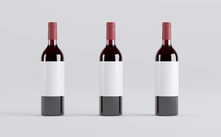 Wine Bottle Mockup 3D Illustrationの写真素材