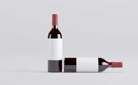 Wine Bottle Mockup 3D Illustrationの写真素材