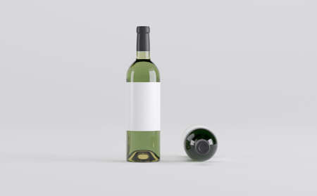 Wine Bottle Mockup 3D Illustrationの写真素材