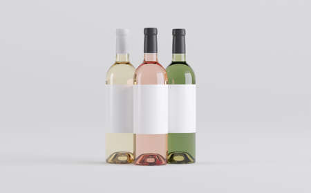 Wine Bottle Mockup 3D Illustrationの写真素材