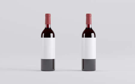 Wine Bottle Mockup 3D Illustrationの写真素材