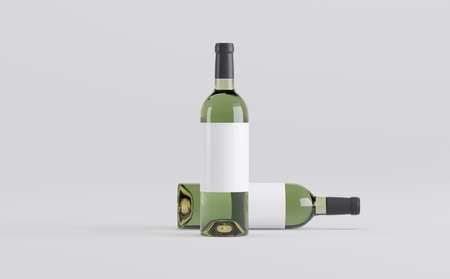 Wine Bottle Mockup 3D Illustrationの写真素材