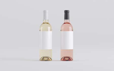 Wine Bottle Mockup 3D Illustrationの写真素材