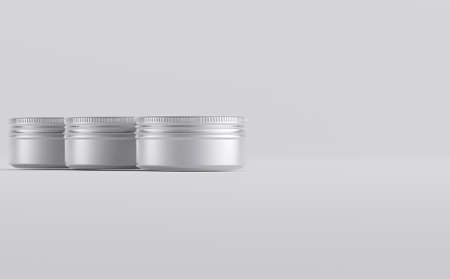 Metal Jars Mockup 3D Illustrationの写真素材