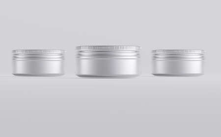 Metal Jars Mockup 3D Illustrationの写真素材