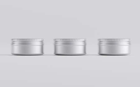 Metal Jars Mockup 3D Illustrationの写真素材