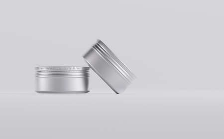 Metal Jars Mockup 3D Illustrationの写真素材