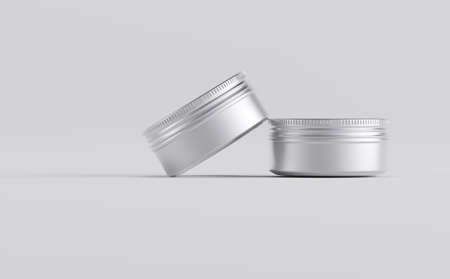 Metal Jars Mockup 3D Illustrationの写真素材