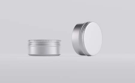 Metal Jars Mockup 3D Illustrationの写真素材