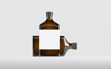 Pharmaceutical Alcohol Bottle Mockup 3D Illustrationの写真素材