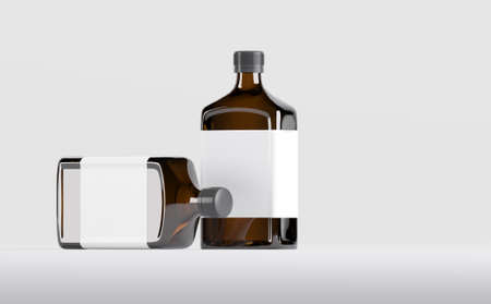 Pharmaceutical Alcohol Bottle Mockup 3D Illustrationの写真素材