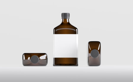 Pharmaceutical Alcohol Bottle Mockup 3D Illustrationの写真素材