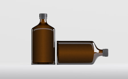 Pharmaceutical Alcohol Bottle Mockup 3D Illustrationの写真素材