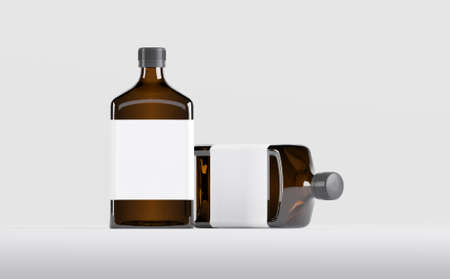 Pharmaceutical Alcohol Bottle Mockup 3D Illustrationの写真素材