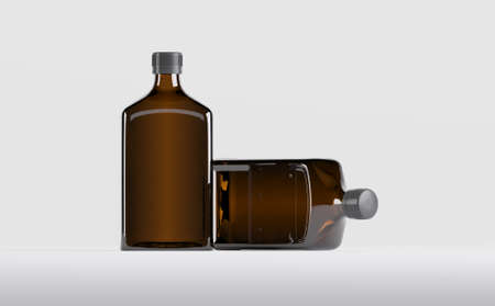 Pharmaceutical Alcohol Bottle Mockup 3D Illustrationの写真素材
