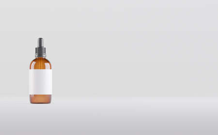 Amber Dropper Bottles Mockup 3D Illustrationの写真素材