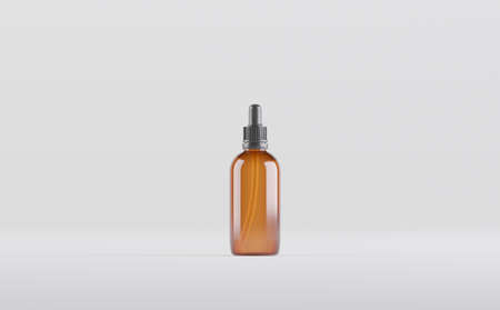 Amber Dropper Bottles Mockup 3D Illustrationの写真素材