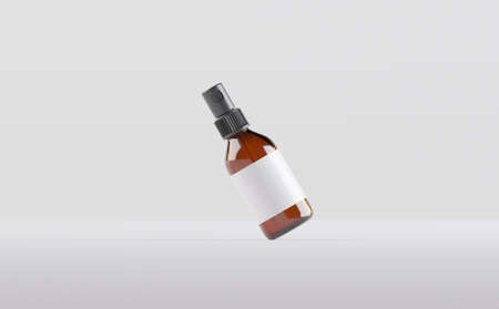 Amber Glass Dropper Spray Bottle Mockup 3D Illustrationの写真素材