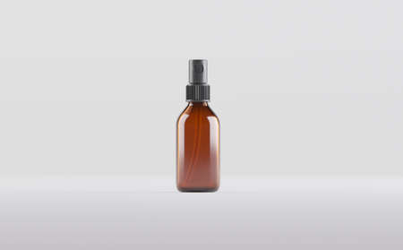 Amber Glass Dropper Spray Bottle Mockup 3D Illustrationの写真素材