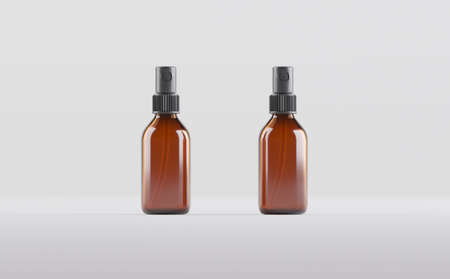 Amber Glass Dropper Spray Bottle Mockup 3D Illustrationの写真素材