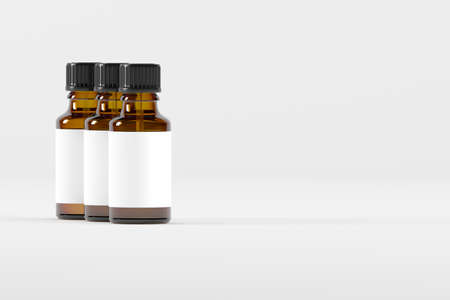 Amber Dropper Bottle Mockup 3D Illustrationの写真素材