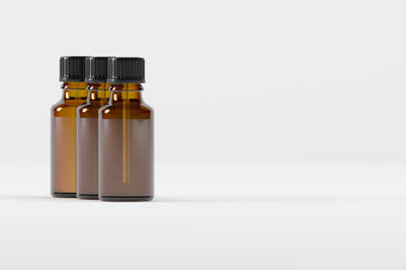 Amber Dropper Bottle Mockup 3D Illustrationの写真素材