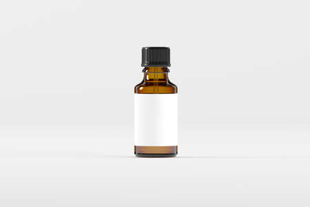 Amber Dropper Bottle Mockup 3D Illustrationの写真素材