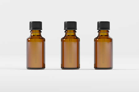 Amber Dropper Bottle Mockup 3D Illustrationの写真素材