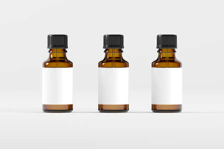 Amber Dropper Bottle Mockup 3D Illustrationの写真素材