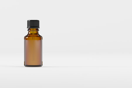 Amber Dropper Bottle Mockup 3D Illustrationの写真素材