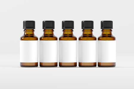 Amber Dropper Bottle Mockup 3D Illustrationの写真素材