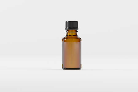 Amber Dropper Bottle Mockup 3D Illustrationの写真素材