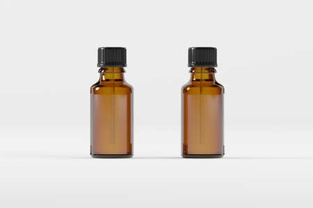 Amber Dropper Bottle Mockup 3D Illustrationの写真素材