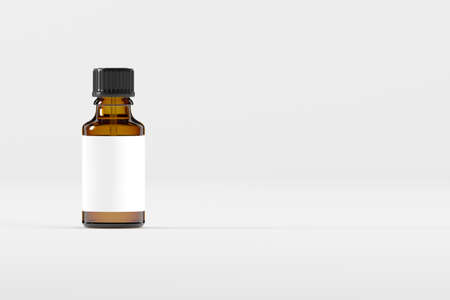 Amber Dropper Bottle Mockup 3D Illustrationの写真素材