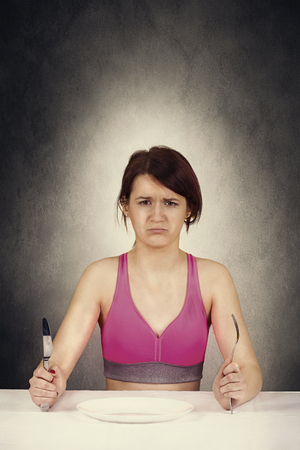 Unhappy woman dietの写真素材