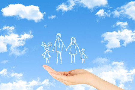 Family life insurance, protecting family, family concepts.の写真素材