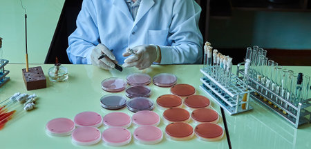 veterinary student perform laboratory bacteriological inoculation microbial