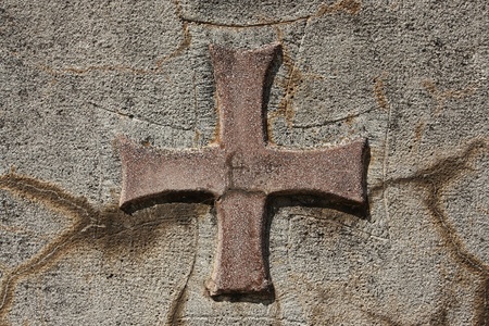 Old stone cross carveの写真素材