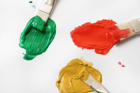 Oil paint and brushes closeupの写真素材