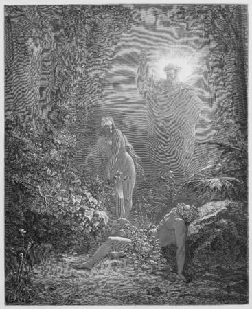The formation of Eve - Picture from The Holy Scriptures, Old and New Testaments books collection published in 1885, Stuttgart-Germany. Drawings by Gustave Dore. のeditorial素材
