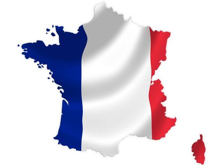 France map on a waving flagの写真素材