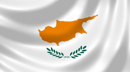 Flag of Cyprus waving in the wind detail の写真素材