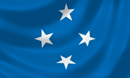Flag of Federated States of Micronesia waving in the wind detailの写真素材