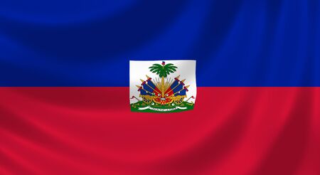 Flag of Haiti waving in the wind detail の写真素材