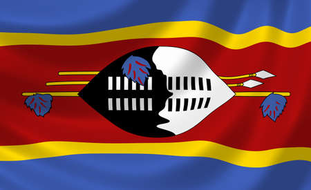 Flag of Swaziland waving in the wind detail の写真素材