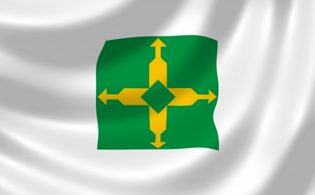 Flag of Brasilia  capital  waving in the wind detail の写真素材