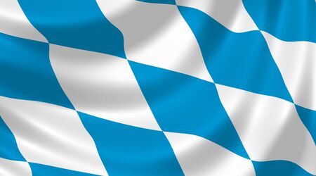 Flag of German Bavaria state waving in the wind detailの写真素材