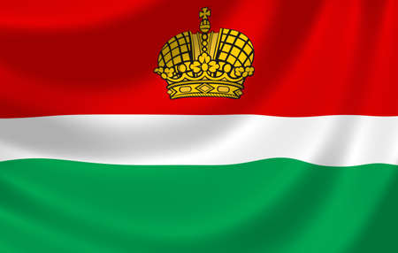 Flag of Russian Kaluga federal Oblast waving in the wind detail の写真素材