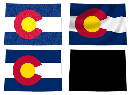 US Colorado state flag over map collageの写真素材